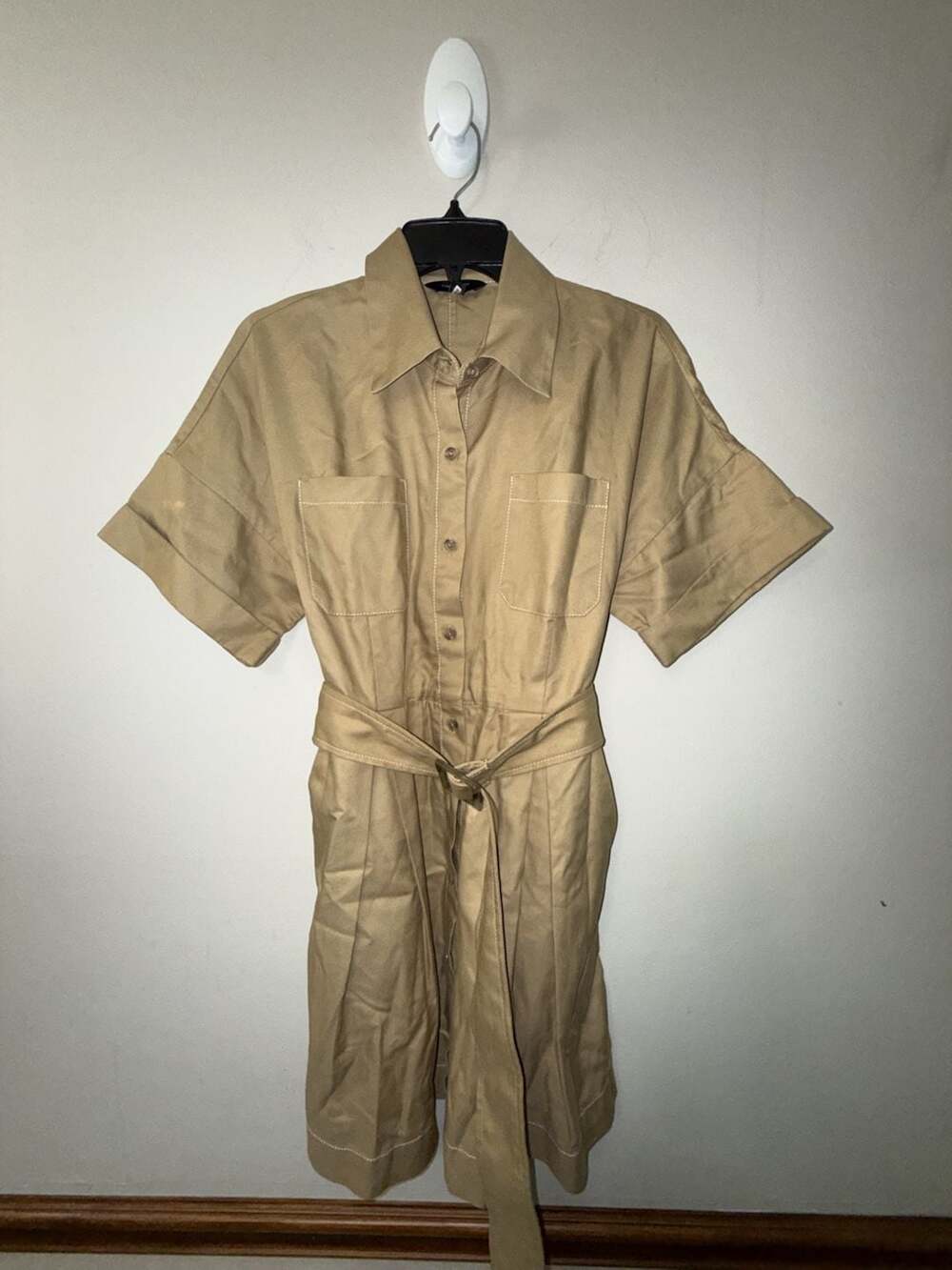 Banana Republic Belted Utility Mini Shirtdress in Khaki